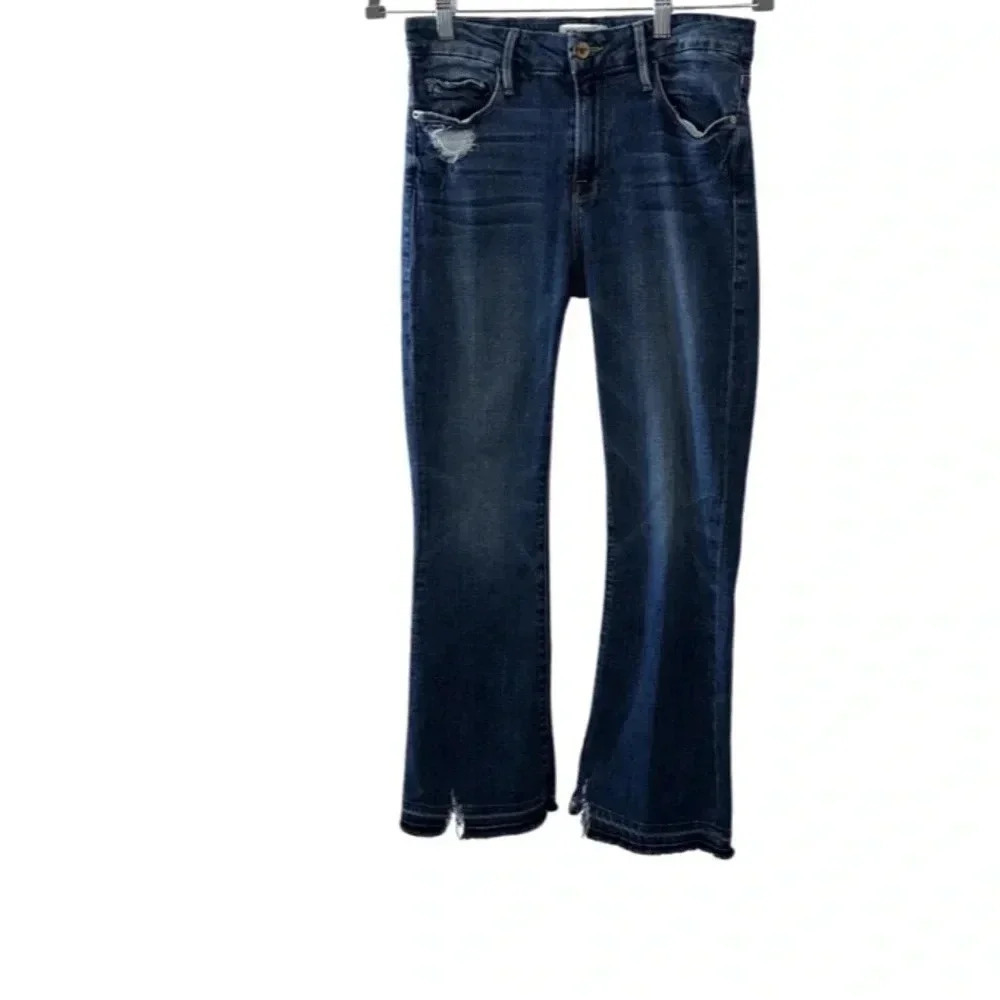 Frame Denim Dark Wash Le Crop Mini Boot Size 27
